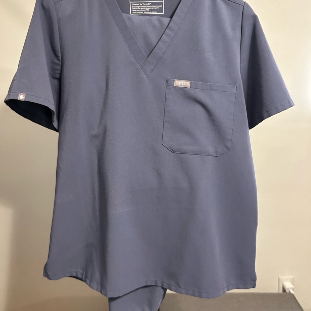 Figs Gray V-Neck Medical Scrub Top